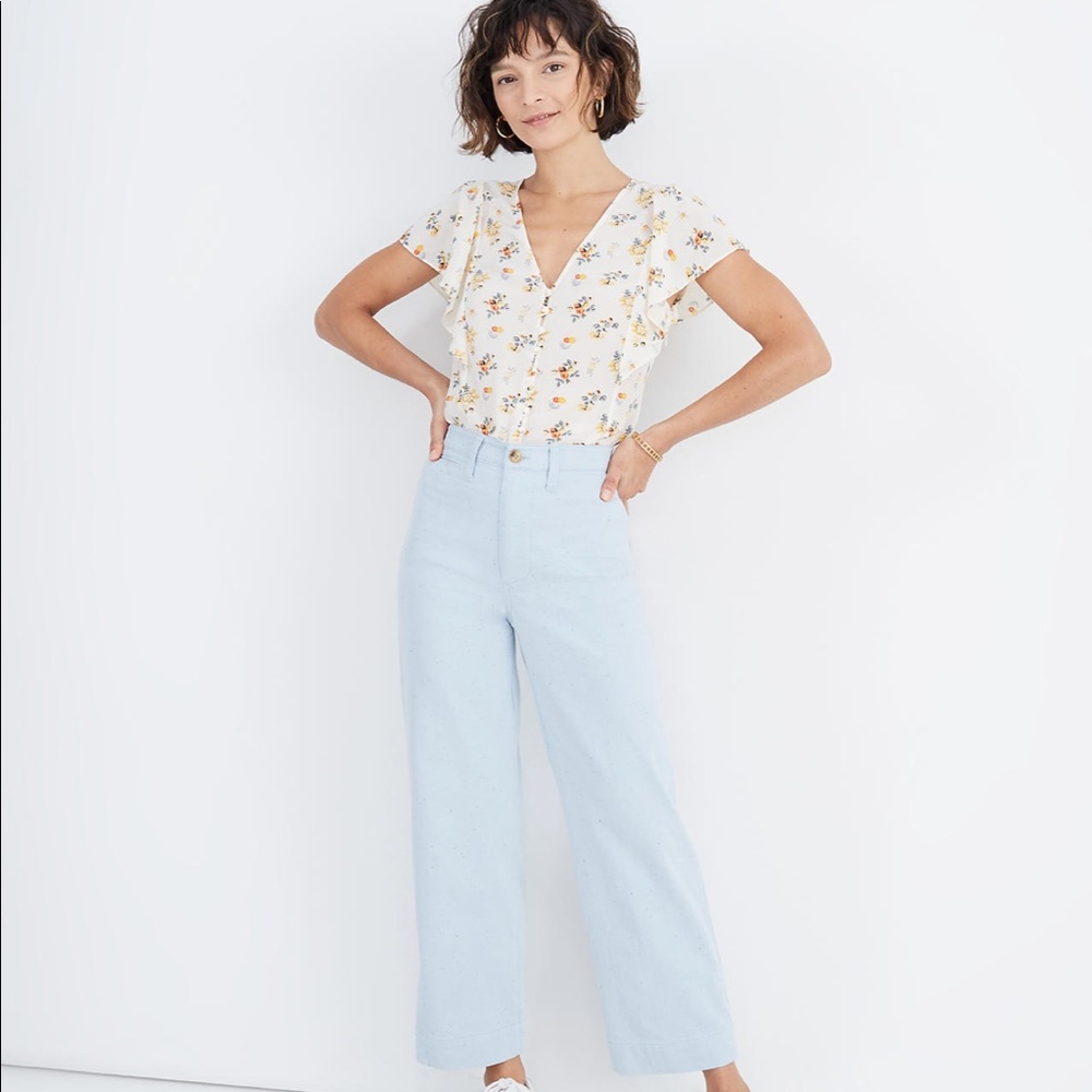 Madewell Petite Slim Emmett Wide-Leg Crop Pants in Speckle